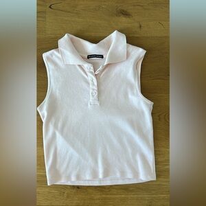 Pink Brandy Melville Collared Tank Top